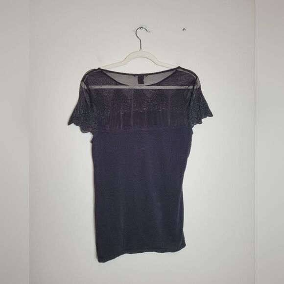 H&M Black Sheer Lace Mesh Top Whimsygoth Romantic Goth Fairy Grunge Medium - Picture 7 of 10